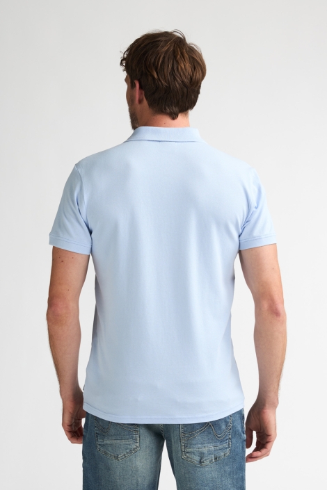 Petrol Industries blauwe heren polo | Model achteraanzicht