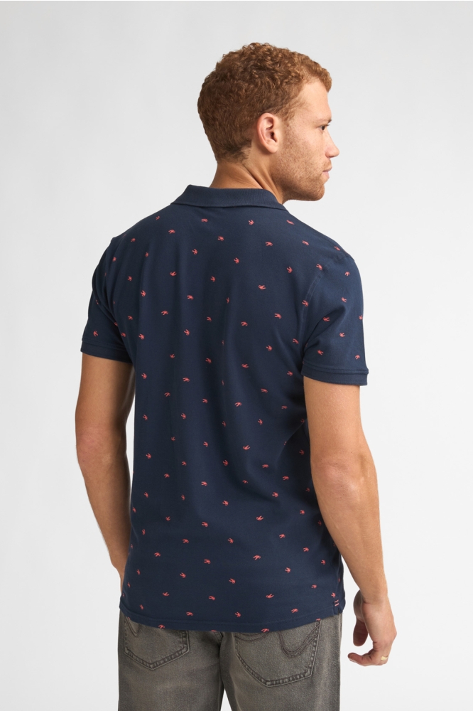 Petrol Industries blauwe heren polo | Model achteraanzicht