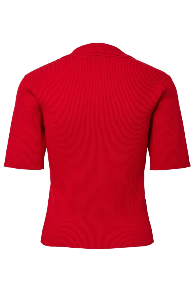 Pieces rode dames t-shirt | Achteraanzicht