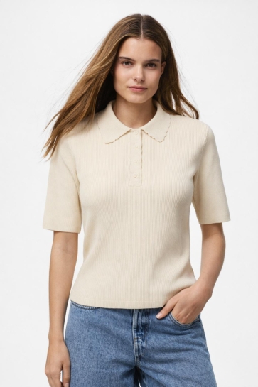 Pieces T-shirt PCGERA SS POLO KNIT BC 17164482 EGRET