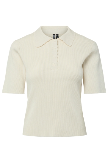 Pieces T-shirt PCGERA SS POLO KNIT BC 17164482 EGRET