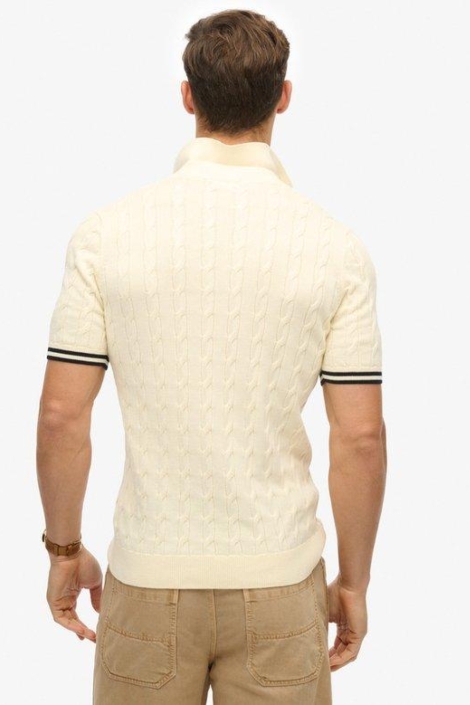 Superdry beige heren polo | Model achteraanzicht