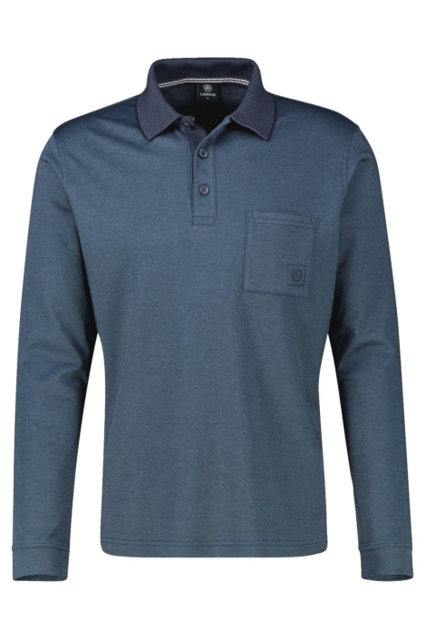 Lerros blauwe heren polo | Vooraanzicht