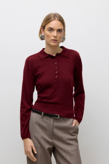 Vero Moda AWSIKITA LS O-NECK KNIT POLO NOOS 10331614 ZINFANDEL