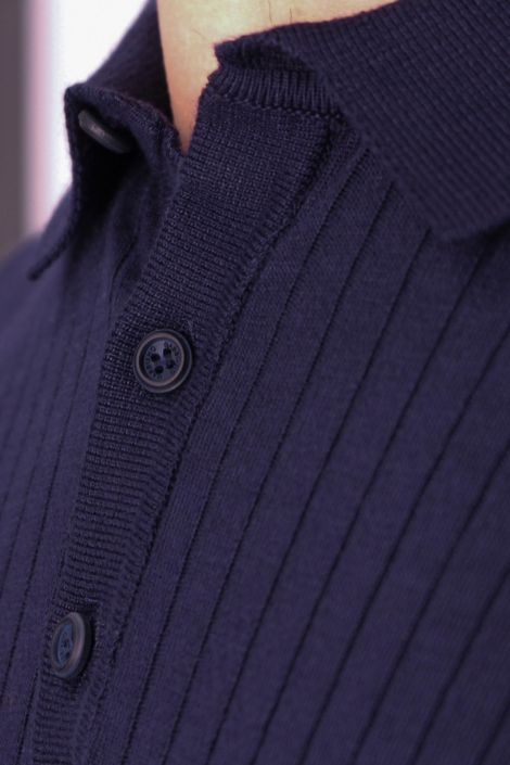 Gabbiano blauwe heren polo | Close up