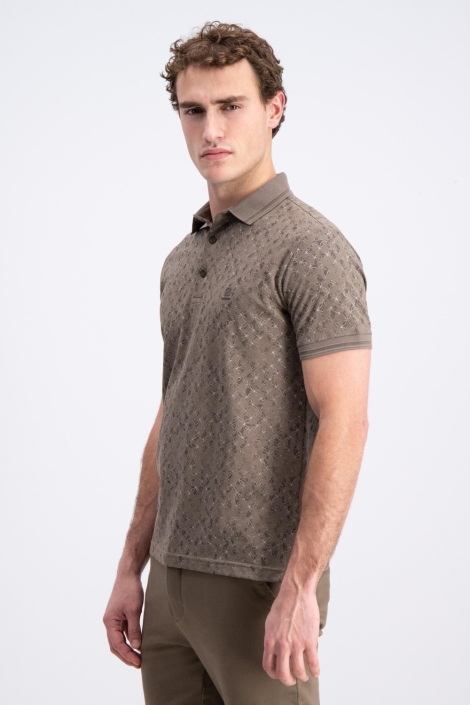 Gabbiano bruine heren polo | Model zijaanzicht