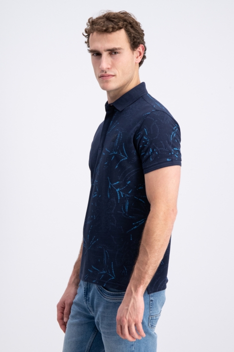 Gabbiano blauwe heren polo | Model zijaanzicht