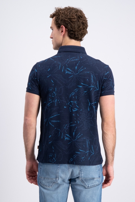 Gabbiano blauwe heren polo | Model achteraanzicht