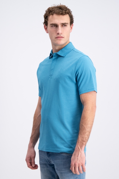 Gabbiano blauwe heren polo | Model zijaanzicht