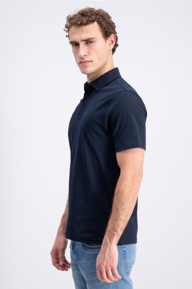 Gabbiano blauwe heren polo | Model zijaanzicht