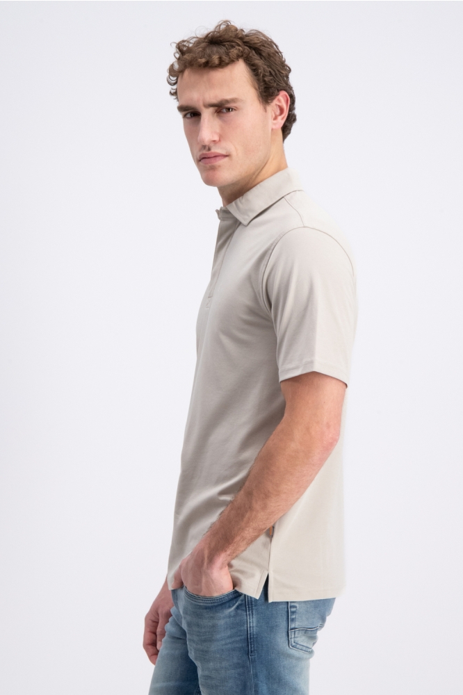 Gabbiano beige heren polo | Model zijaanzicht