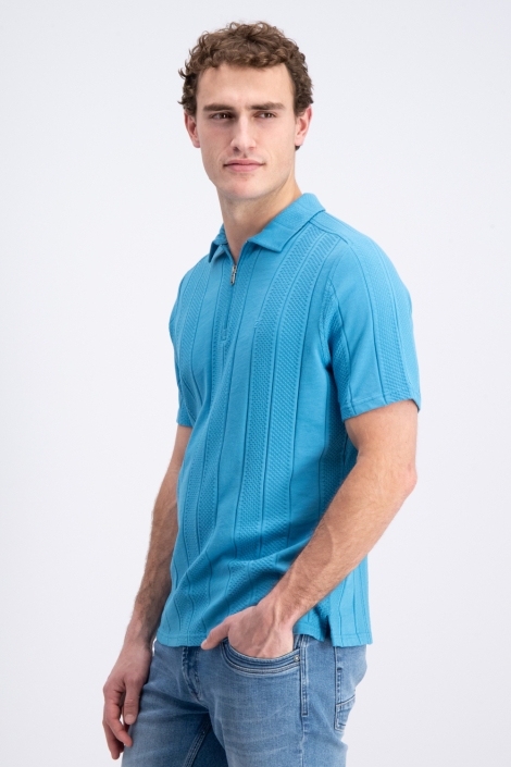 Gabbiano blauwe heren polo | Model zijaanzicht
