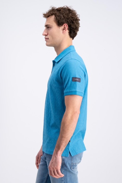 Gabbiano blauwe heren polo | Model zijaanzicht