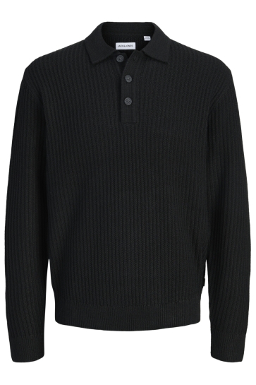 Jack & Jones jjsage knit ls polo Zwart