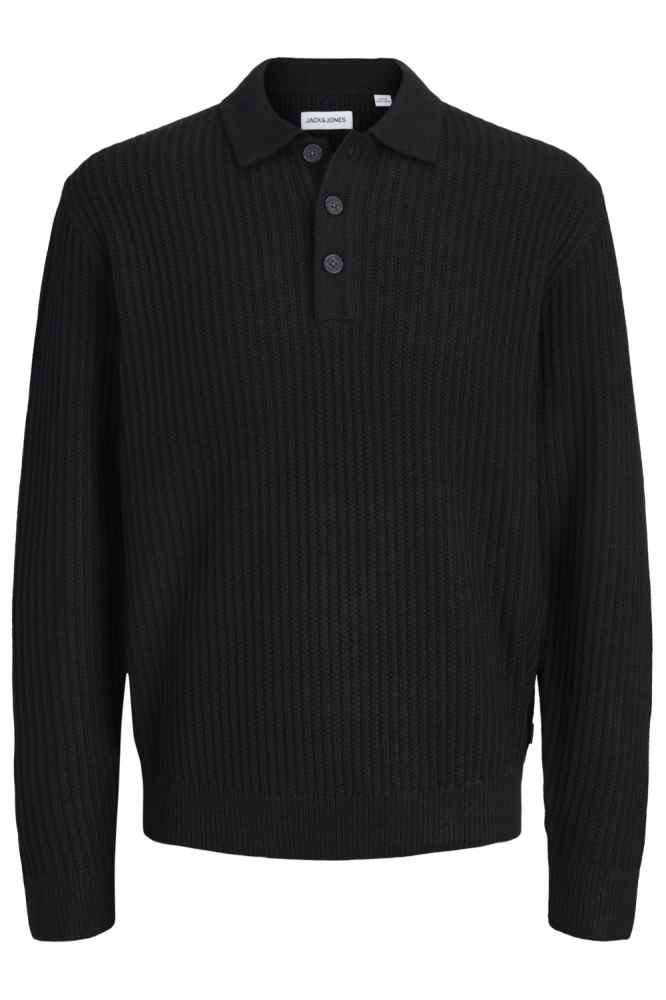 Jack & Jones zwarte heren polo | Vooraanzicht