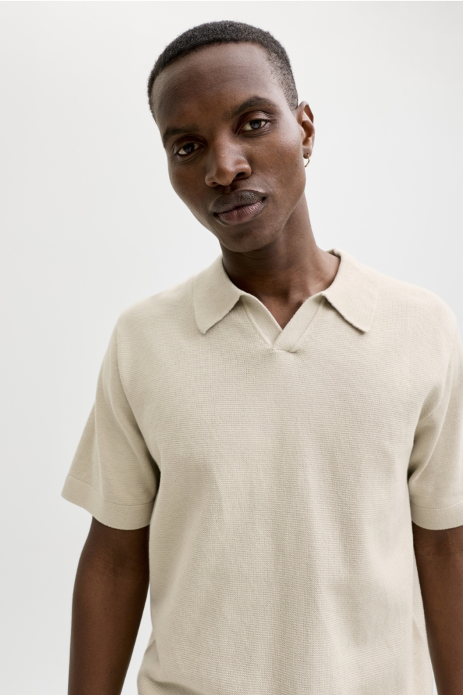 Jack & Jones beige heren polo | Close up