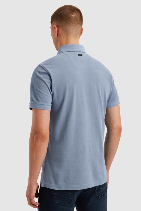 PME legend blauwe heren polo | Model achteraanzicht