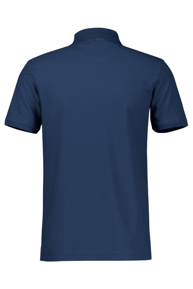 Lerros blauwe heren polo | Achteraanzicht