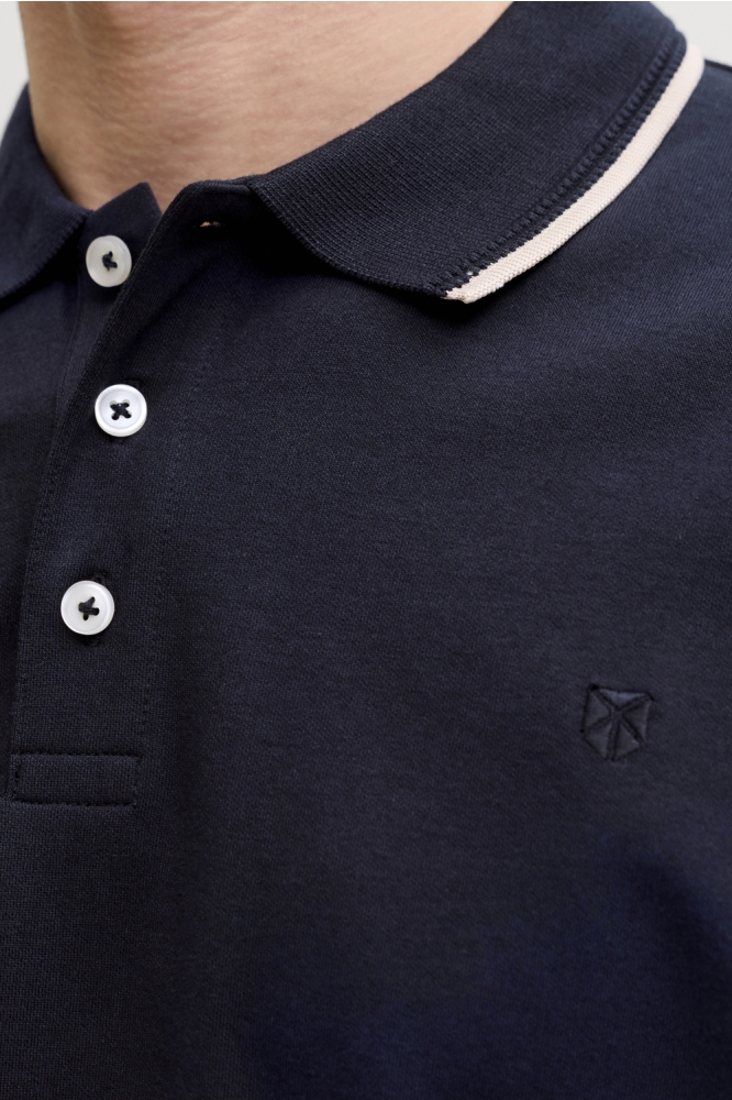 Jack & Jones blauwe heren polo | Close up