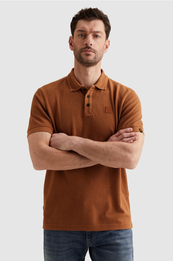 PME legend oranje heren polo | Model vooraanzicht