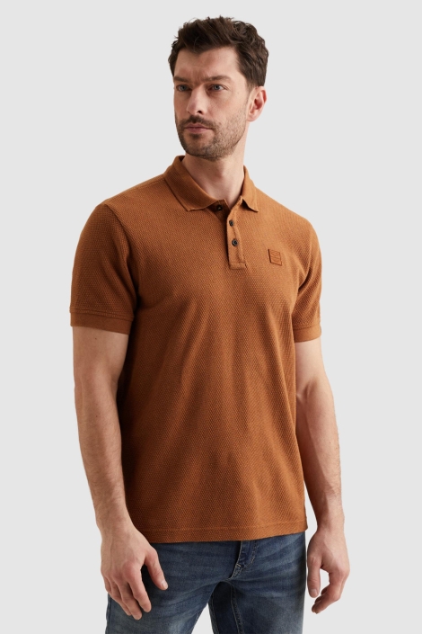 PME legend oranje heren polo | Model zijaanzicht