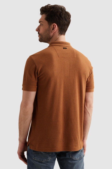PME legend cognac heren polo | Model achteraanzicht