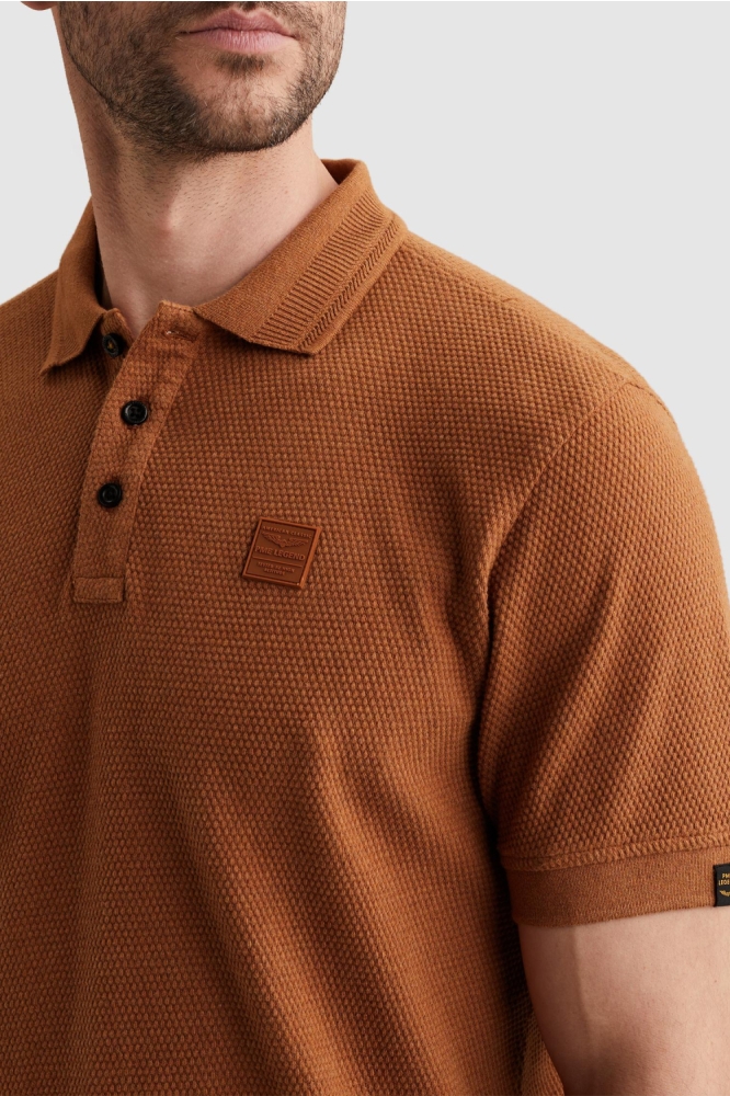 PME legend oranje heren polo | Close up