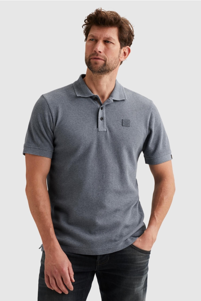 PME legend blauwe heren polo | Model vooraanzicht