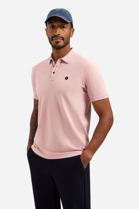 NO-EXCESS roze heren polo | Model vooraanzicht