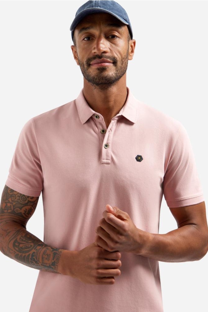 NO-EXCESS roze heren polo | Model vooraanzicht