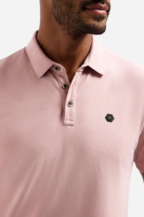 NO-EXCESS roze heren polo | Close up