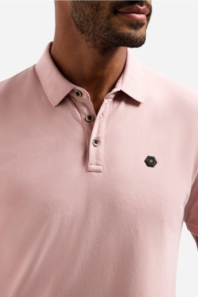 NO-EXCESS roze heren polo | Close up