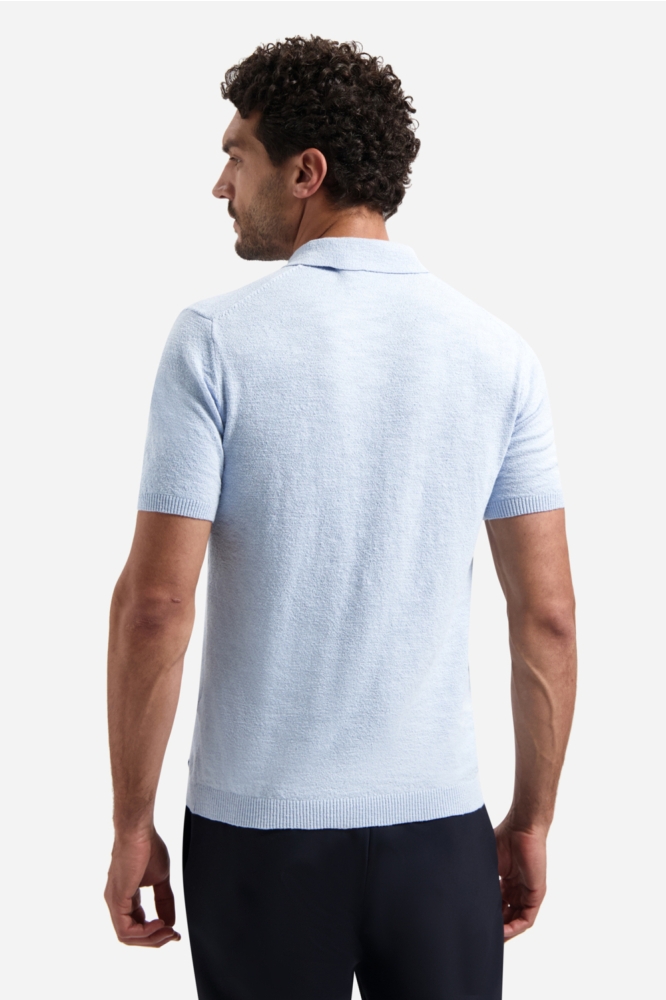 NO-EXCESS blauwe heren polo | Model achteraanzicht