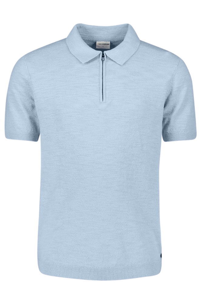 NO-EXCESS blauwe heren polo | Vooraanzicht