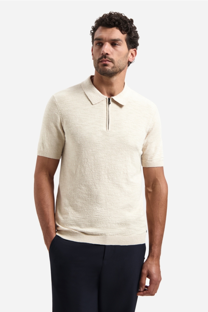NO-EXCESS beige heren polo | Model vooraanzicht