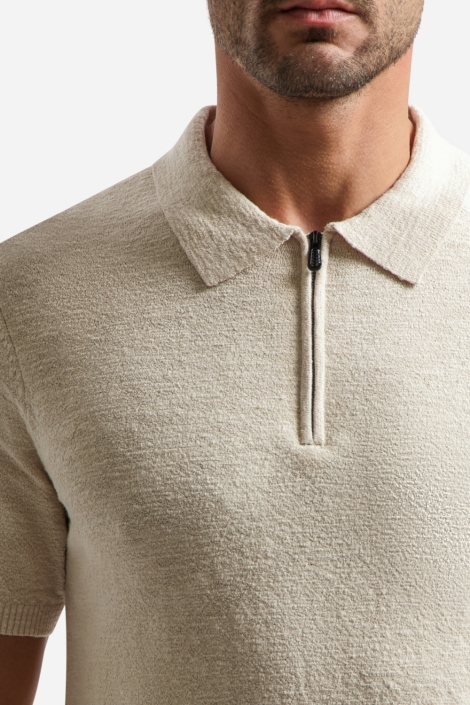 NO-EXCESS beige heren polo | Close up