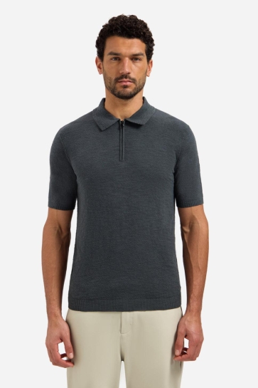 NO-EXCESS pullover short sleeve polo zip frot Grijs