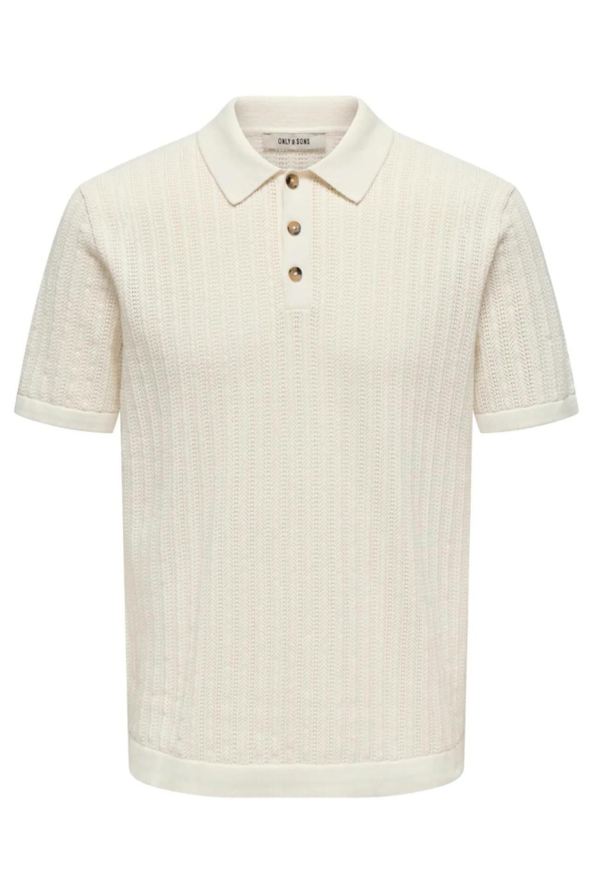 Only & Sons beige heren polo | Vooraanzicht