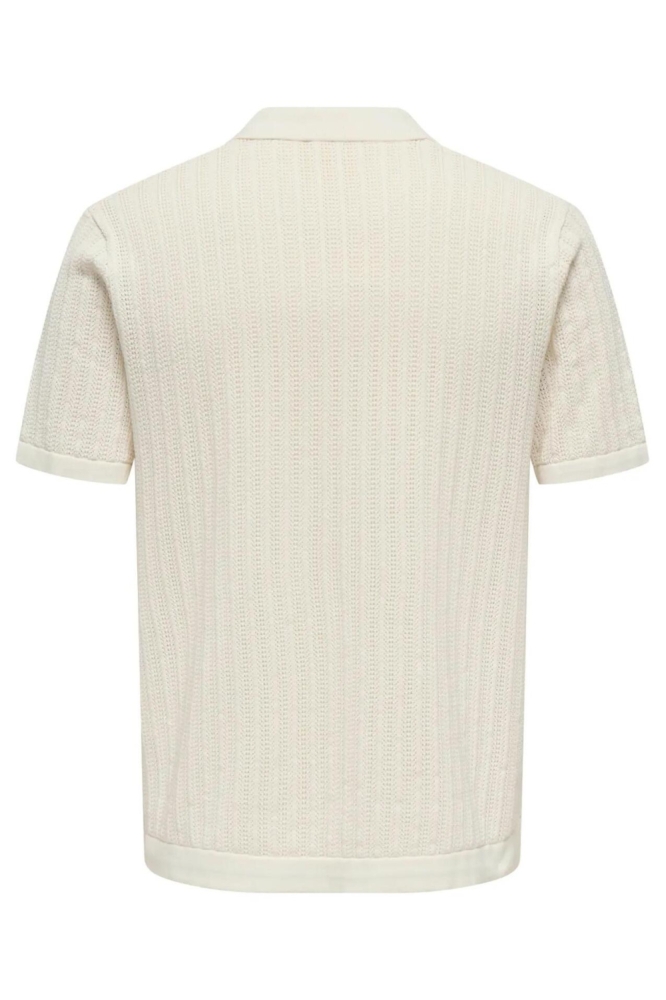 Only & Sons beige heren polo | Achteraanzicht
