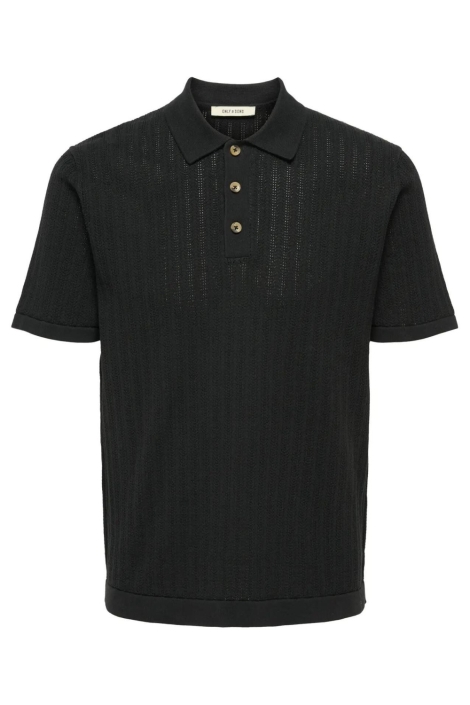 Only & Sons zwarte heren polo | Vooraanzicht