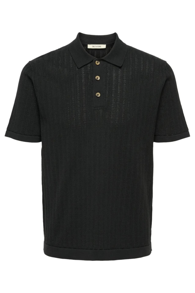Only & Sons zwarte heren polo | Vooraanzicht