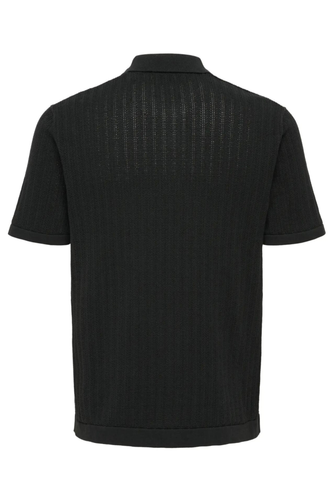 Only & Sons zwarte heren polo | Achteraanzicht