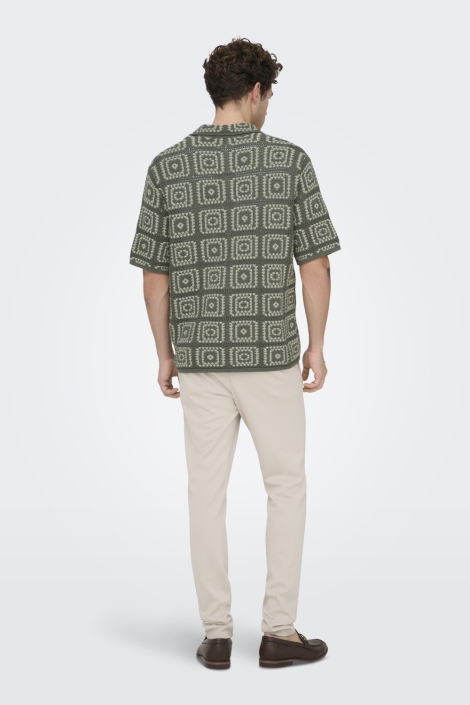 Only & Sons groene heren overhemd | Model achteraanzicht