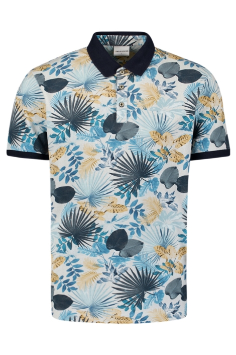 NO-EXCESS blauwe heren polo | Vooraanzicht