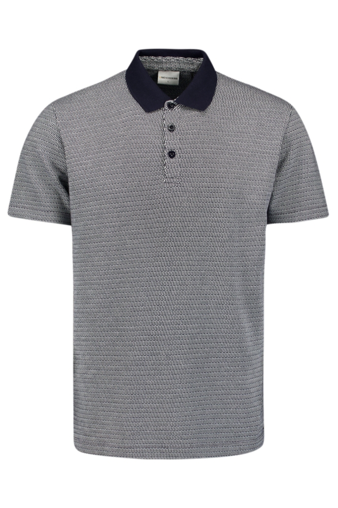 NO-EXCESS blauwe heren polo | Vooraanzicht