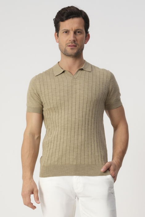 Campbell groene heren polo | Model vooraanzicht