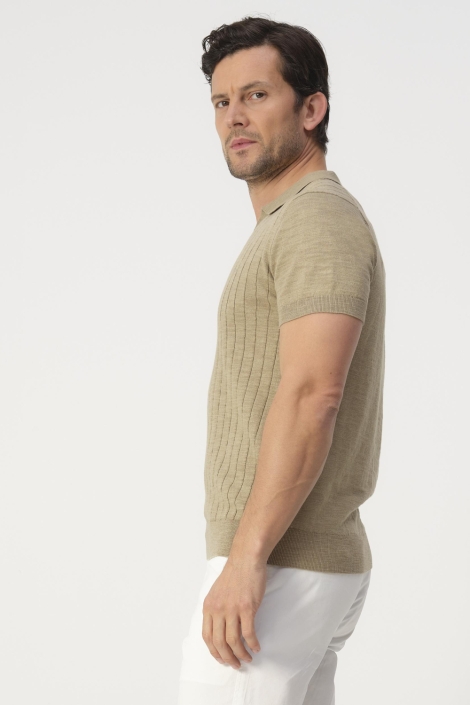 Campbell groene heren polo | Model zijaanzicht