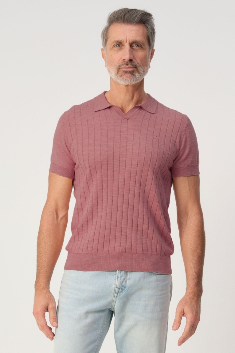 Campbell roze heren polo | Model vooraanzicht