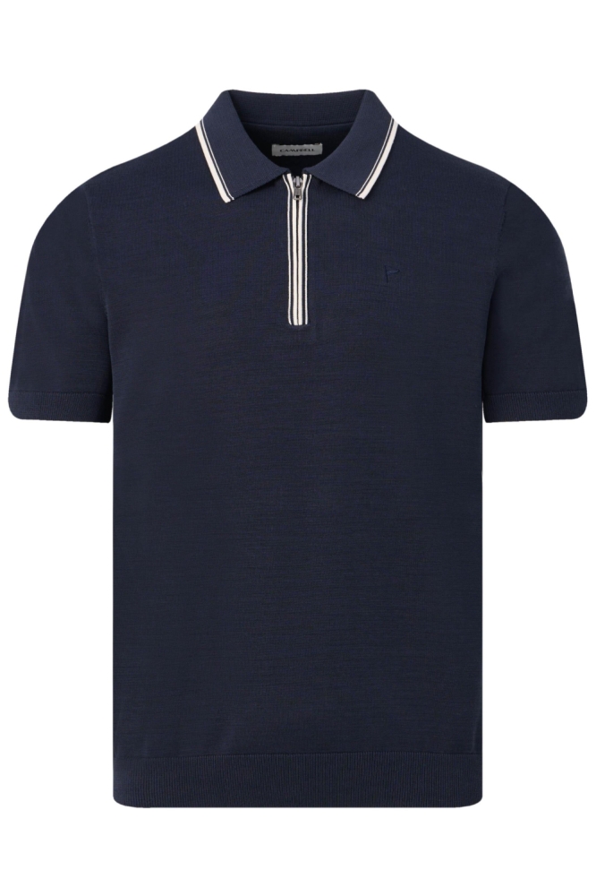 Campbell blauwe heren polo | Vooraanzicht