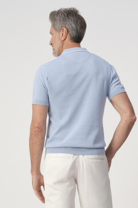 Campbell blauwe heren polo | Model achteraanzicht